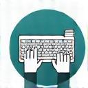 A person focused on writing content at a desk with documents