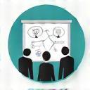 A group of people collaboratively brainstorming ideas on a whiteboard